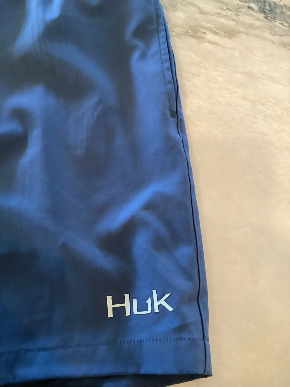 Huk Navy Shorts with Light Blue Drawstring